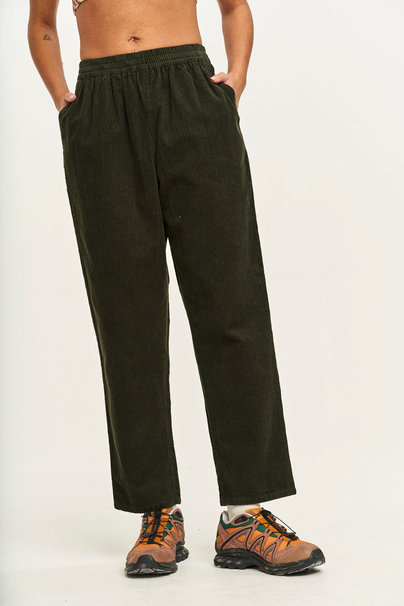 Billie Trousers: ORGANIC CORDUROY - Dark Olive