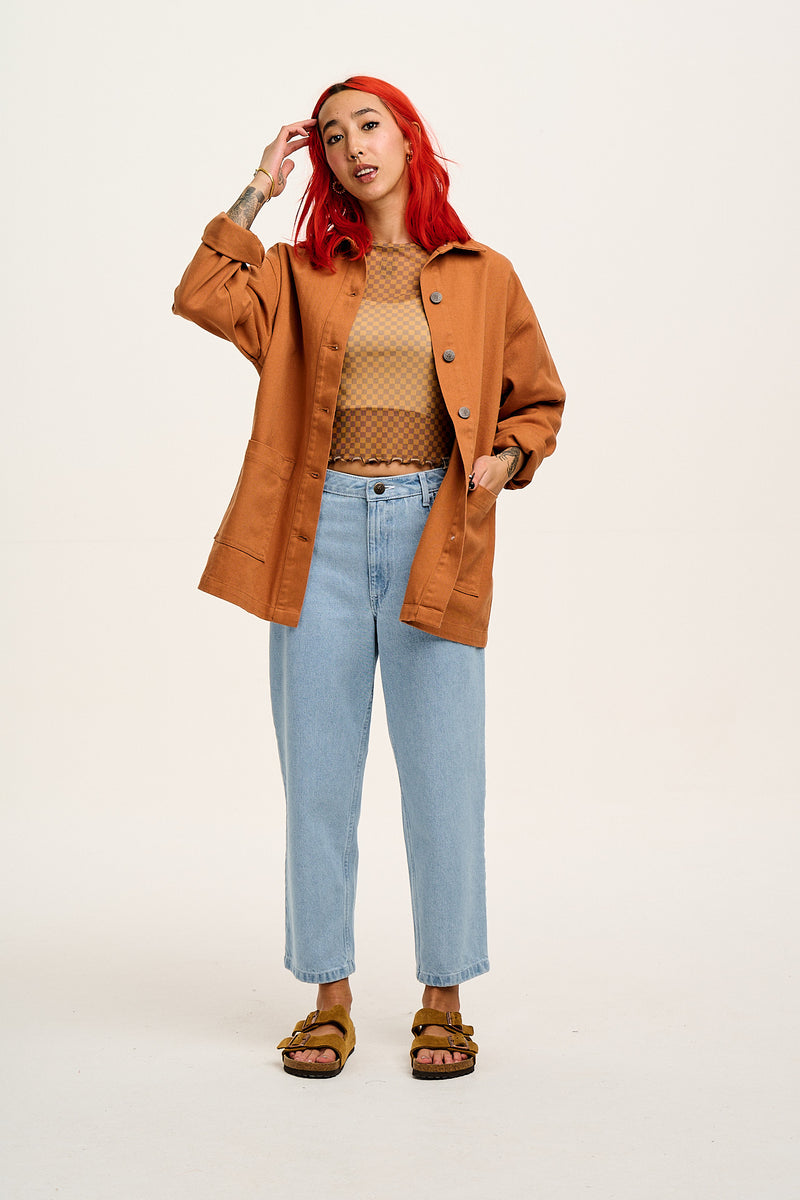 Drew Straight Leg Jeans: ORGANIC DENIM - Light Wash Blue