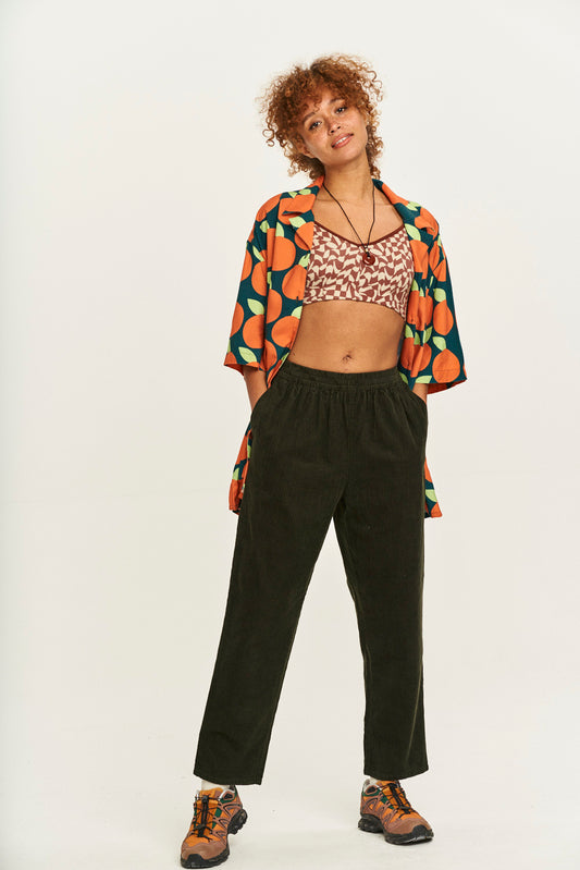 Billie Trousers: ORGANIC CORDUROY - Dark Olive