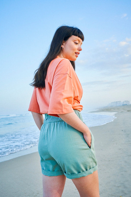 Adele Shorts: ORGANIC COTTON - Sage Green