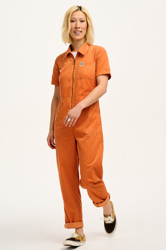 Rex Jumpsuit - Organic Corduroy - Sunset Orange - PRELOVED