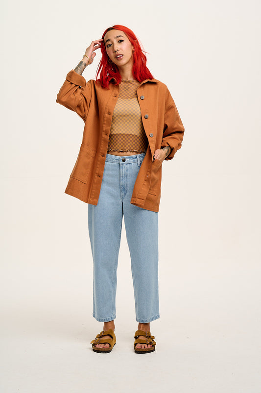 Drew Straight Leg Jeans: ORGANIC DENIM - Light Wash Blue